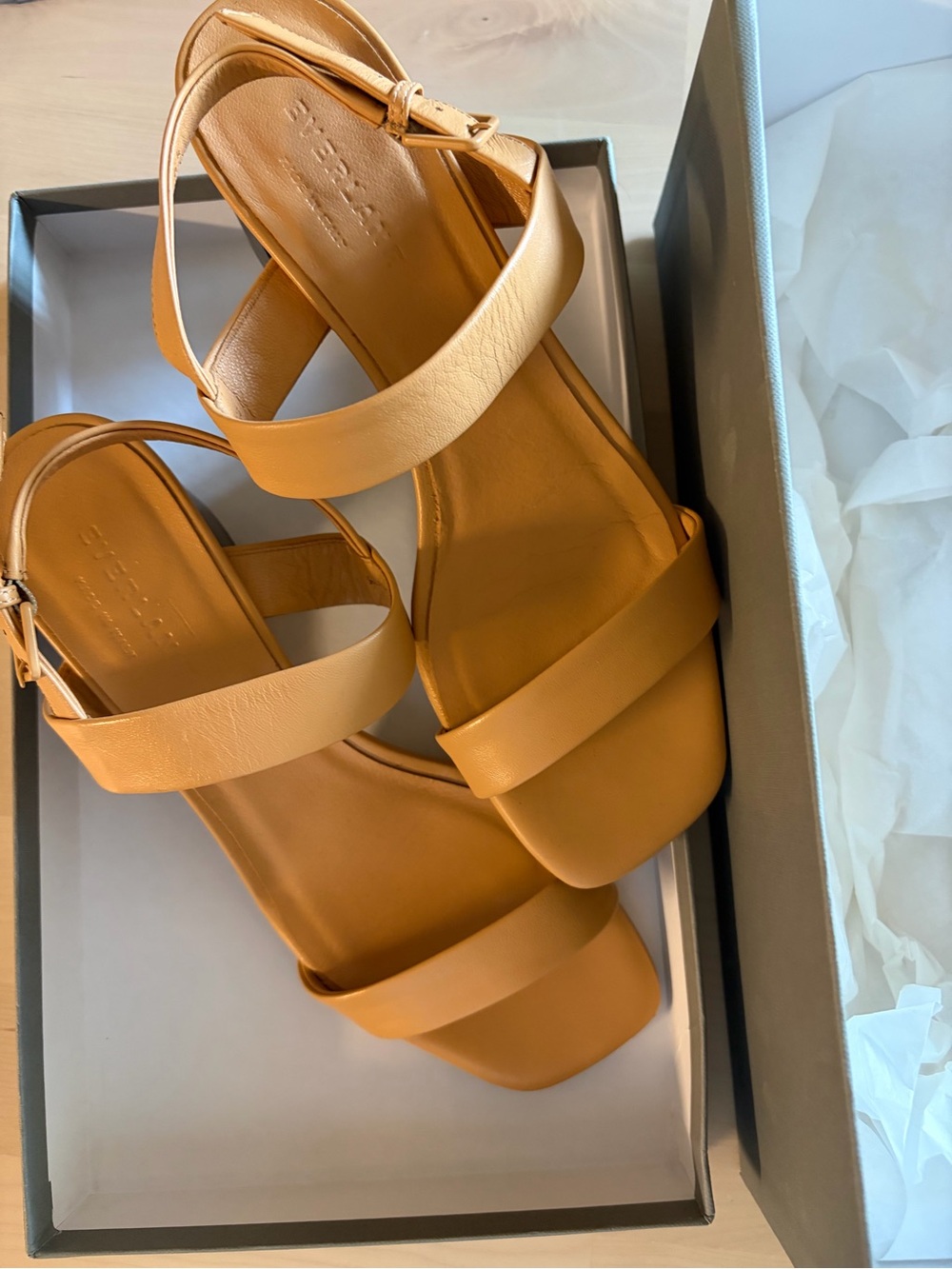Everlane Cognac Strappy Leather Sandals